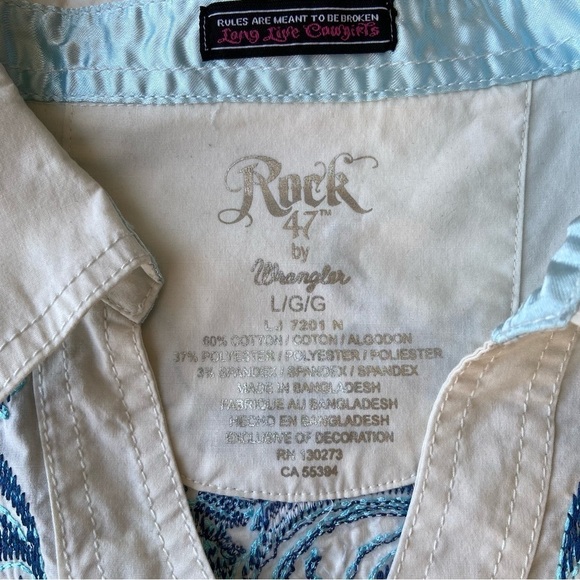 Wrangler Rock 47 Long Live Cowgirl Embroidery Embellished  Western Shirt - Picture 5 of 16